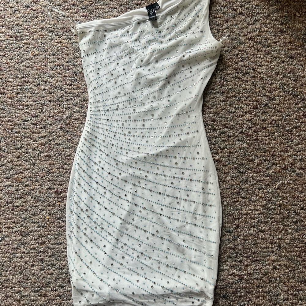 Windsor Gray Ruched One Shoulder Bodycon Dress